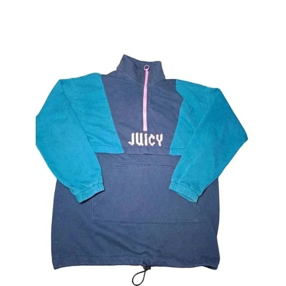 Juicy Womens Pullover Sweatshirt Long Sleeve High Neck 1/4 Zip, Navy Blue S - Picture 6 of 15